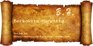 Berkovits Hargitta névjegykártya
